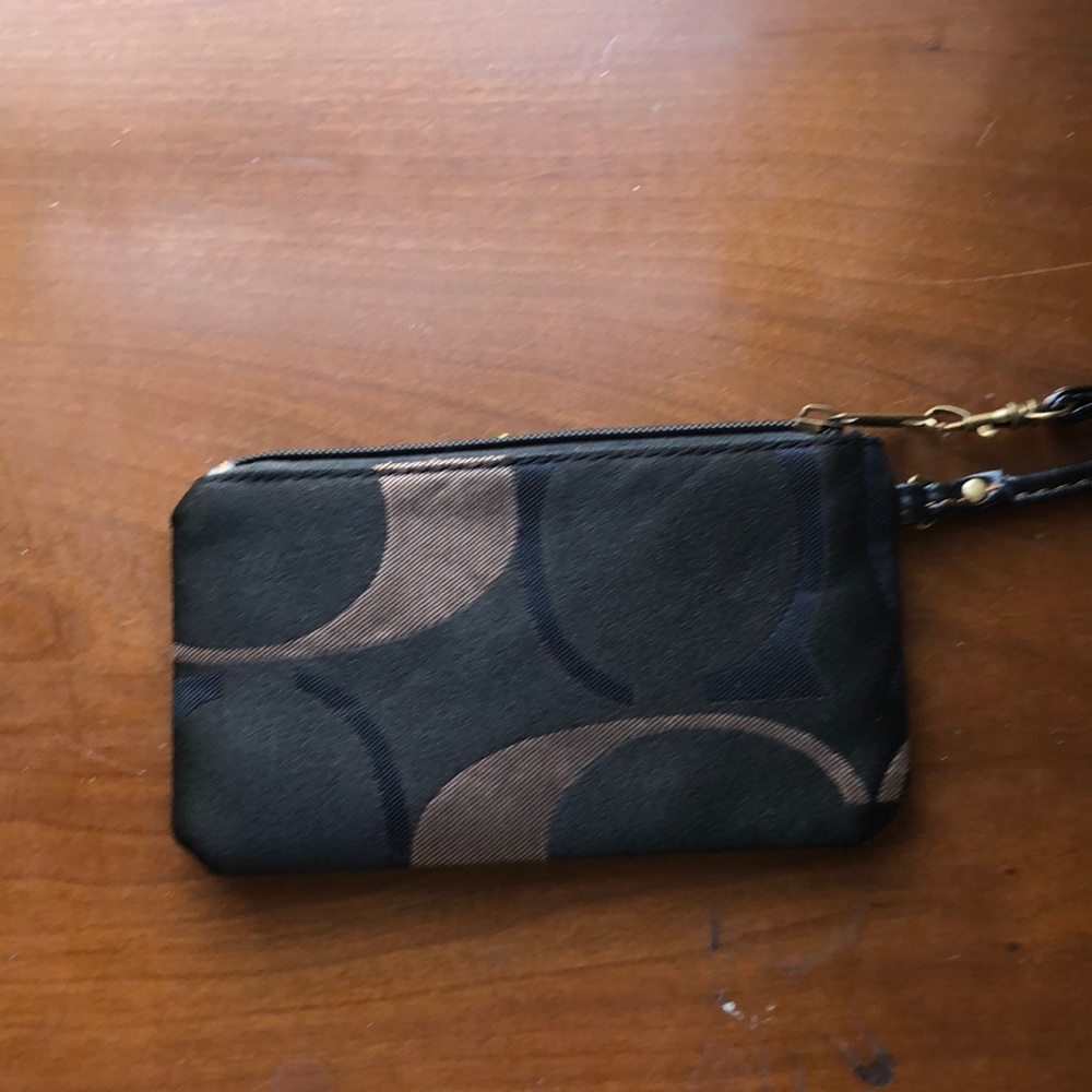 Brown coach wrist purse